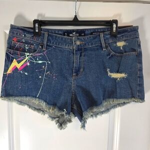 Hollister Junior Girls Distressed Blue Jean Shorts Size 15
